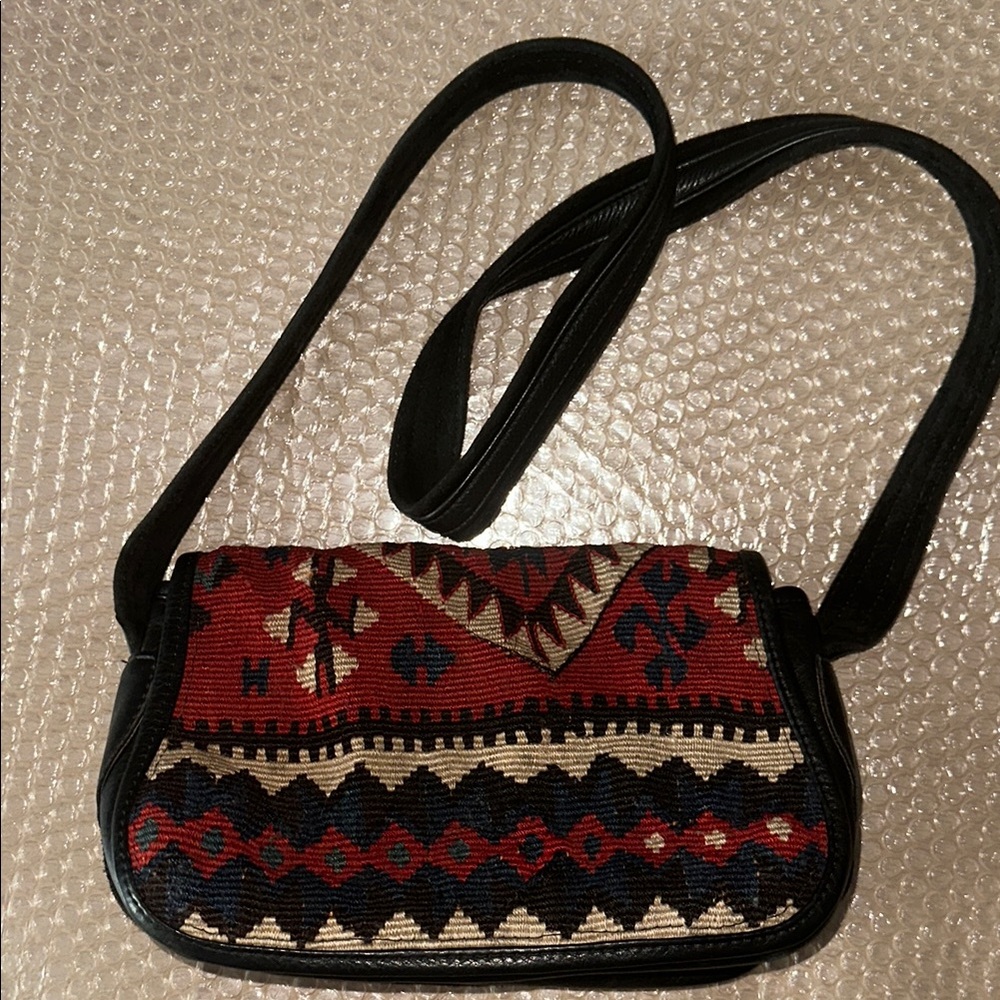 Black and Red Tribal Pattern Crossbody Bag